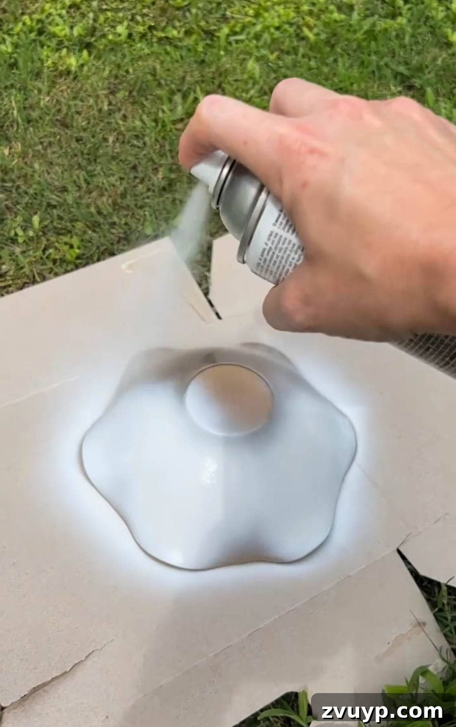 Scalloped Bowl Trend: White Spray Paint Thrift Flip 3 Process of painting a scalloped bowl with white spray paint for a DIY home decor makeover.