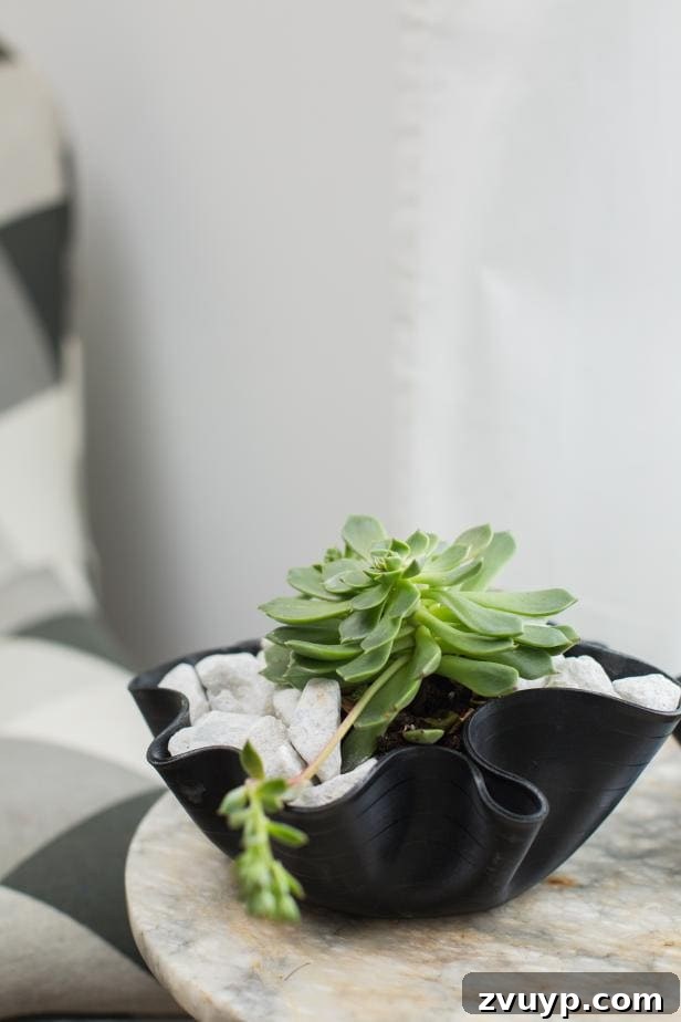 Scalloped Bowl Trend: White Spray Paint Thrift Flip 8 Unique DIY ruffled bowl with a scalloped rim, ingeniously made from a repurposed vinyl record.
