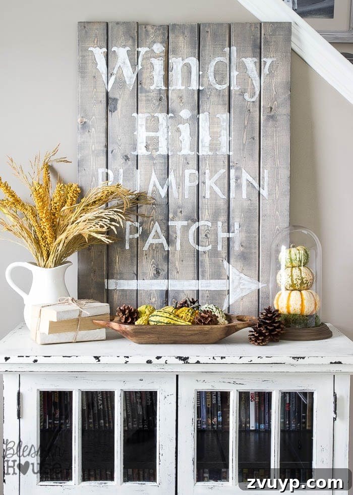 pumpkin patch sign on a cabinet