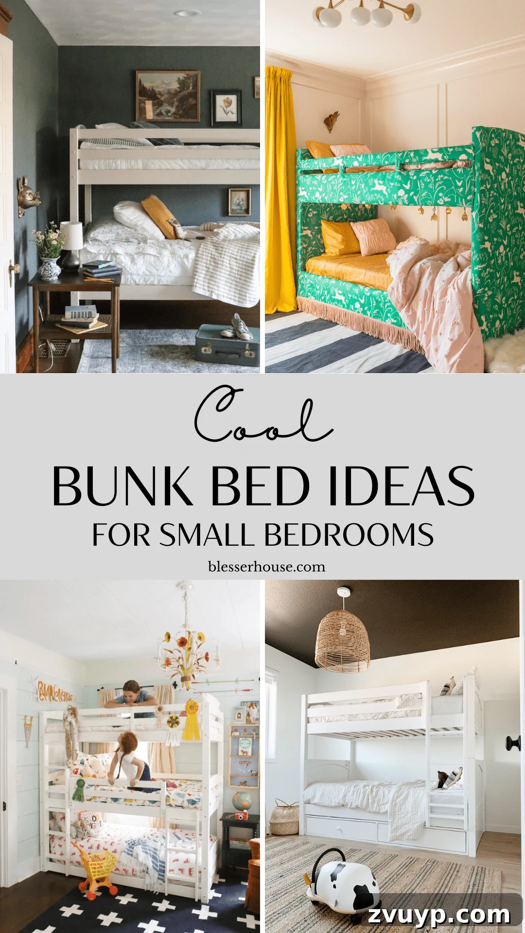 Smart Bunk Beds to Maximize Small Bedrooms 2 Inspiring bunk bed ideas to add style, function, and personality to small rooms for kids and teens with basic bunks.