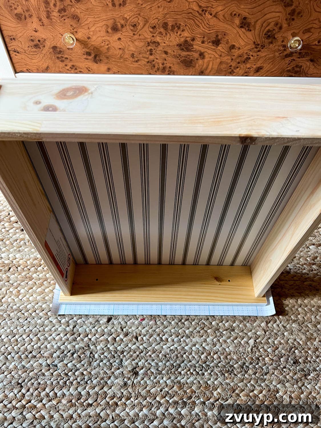 Instant Burl Wood Luxury IKEA Dresser Makeover 6 cutting contact paper for a dresser drawer front