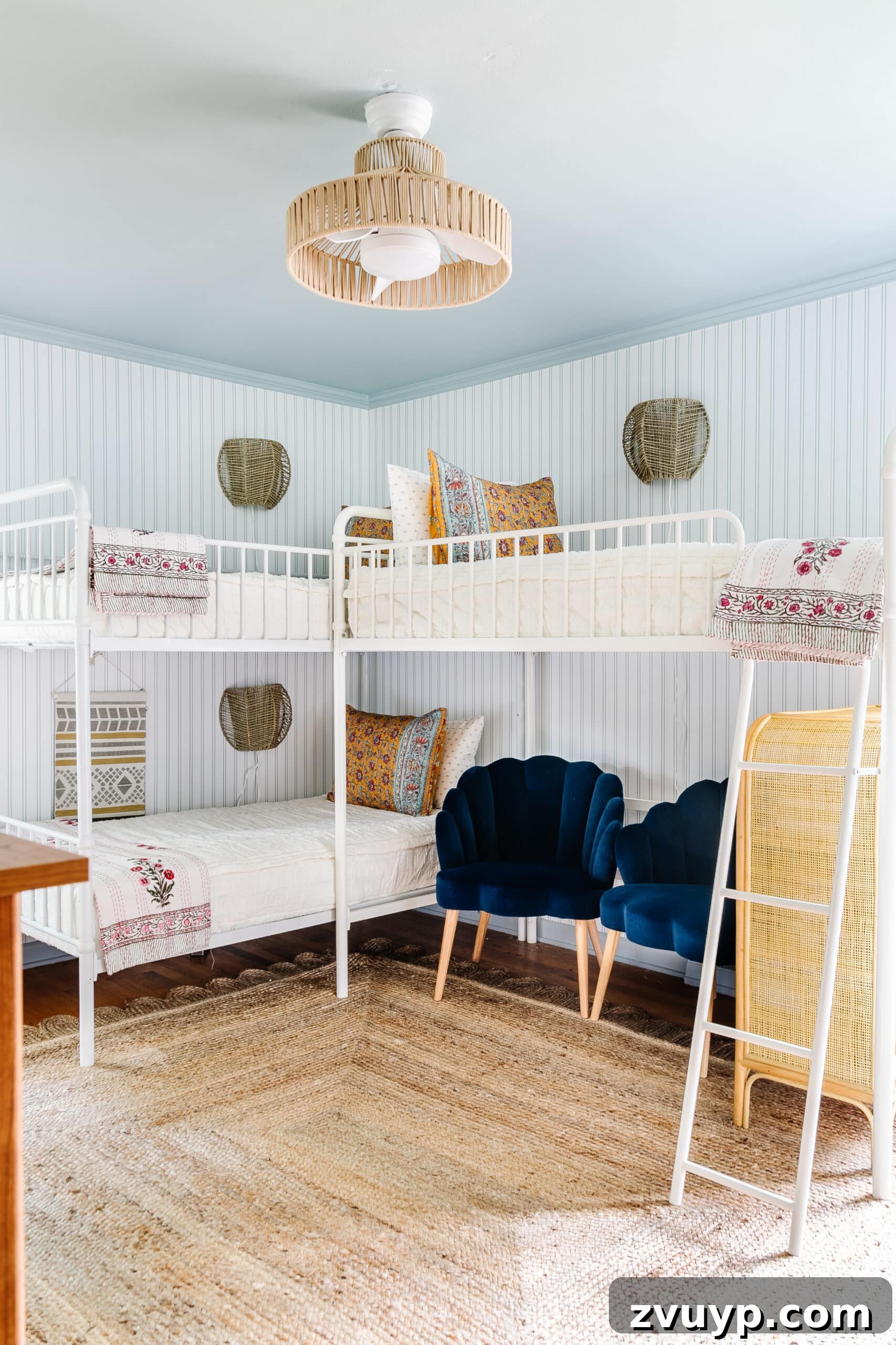 Ultimate Triple Bunk Beach Pad for Teens 27 triple bunk bed and loft in shared teenage bedroom with coastal decor