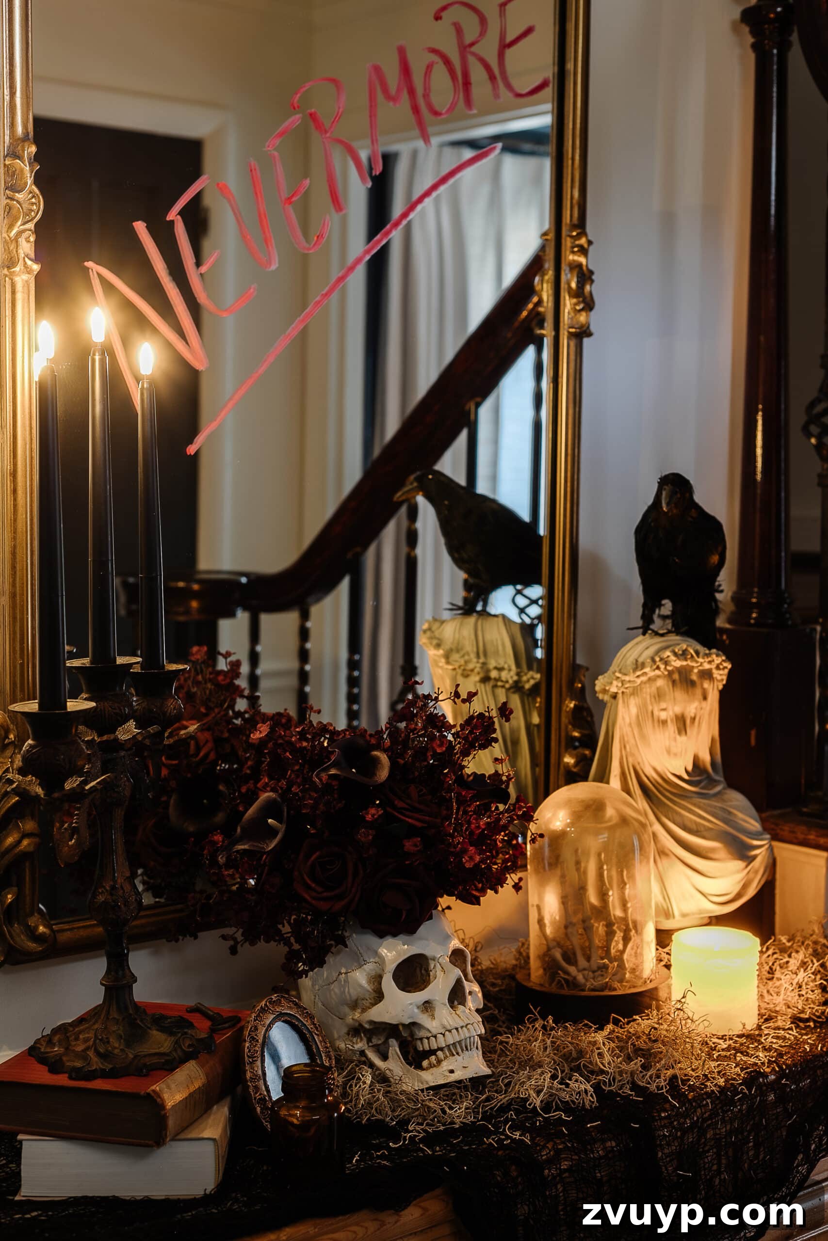 DIY haunted house styled entryway