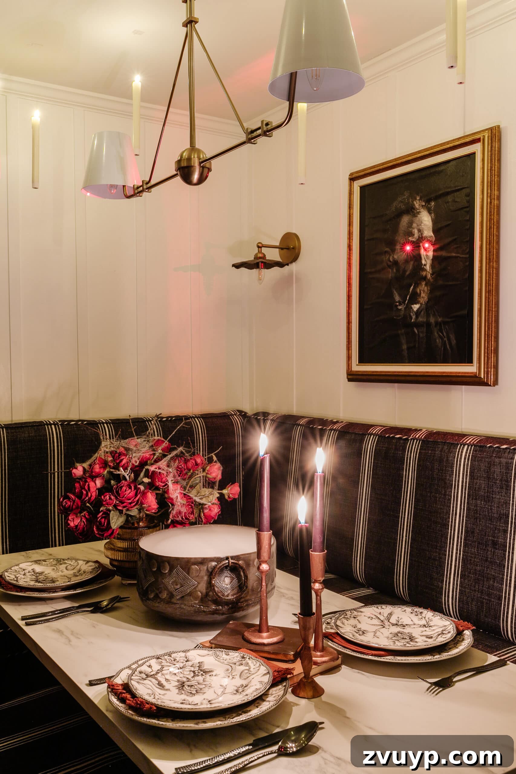 Killer Tablescapes for Your Halloween Murder Mystery 6 spooky dinner party table at night