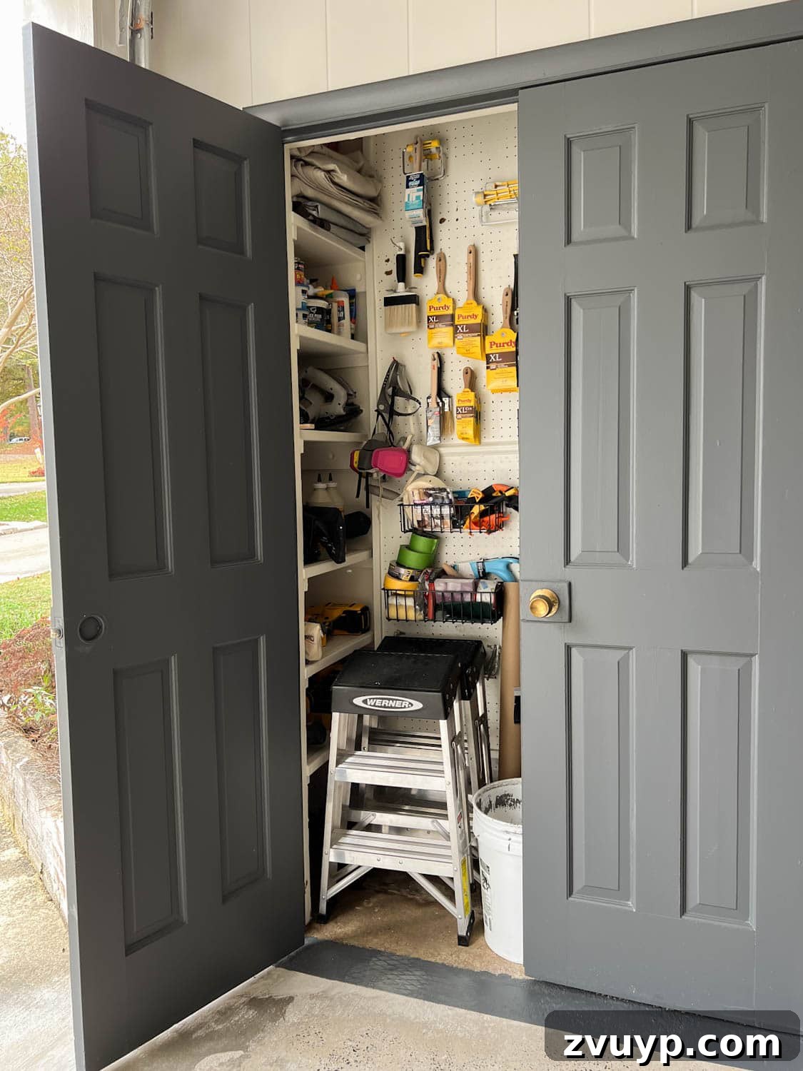 Reclaim Your Garage Space with Smart Storage 23 paint storage closet organization using pegboard