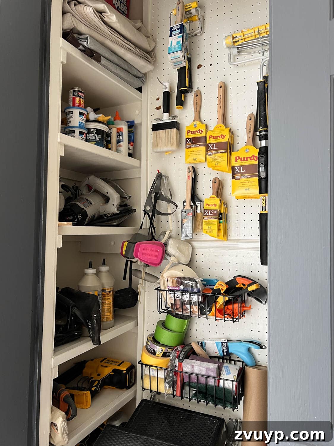 Reclaim Your Garage Space with Smart Storage 24 paint storage closet organization using pegboard