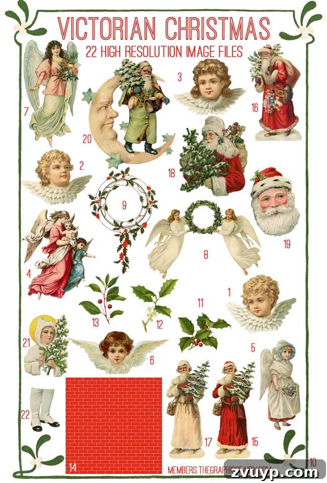 Grand Victorian Christmas Design Collection 3 Detailed List of Victorian Christmas Images Included in the Bundle