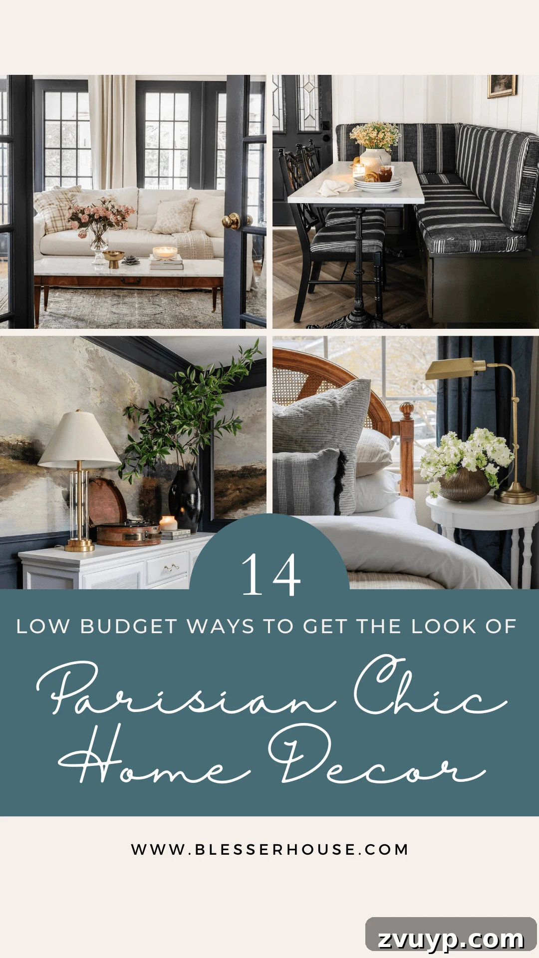 Parisian Chic on a Shoestring Budget 2 Elegant living room showcasing Parisian chic home decor with ornate mirror, classic furniture, and a neutral palette, inspiring budget-friendly transformations.