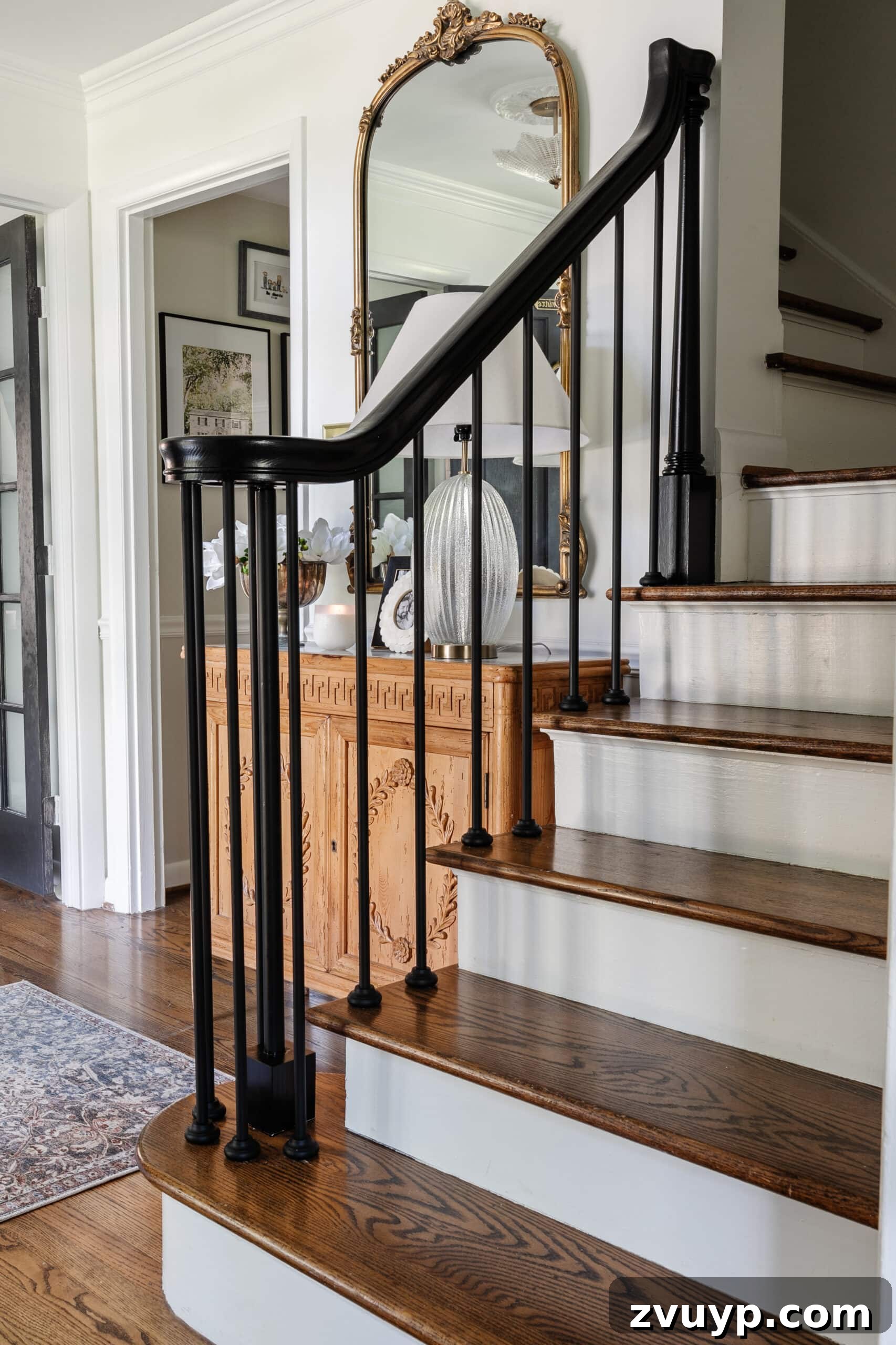 DIY Stair Spindle Swap For A Modern Makeover 5 Beautifully replaced stair spindles on a modernized stair railing