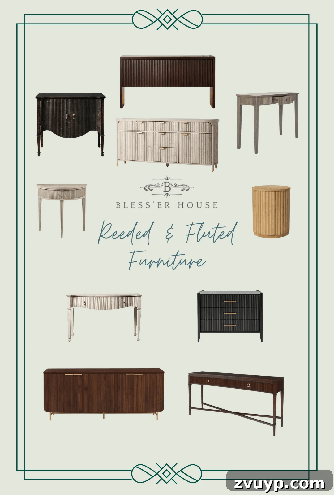 From Bland to Grand The Reeded Shoe Bench Makeover 19 A collage of various reeded and fluted furniture pieces, offering design inspiration and showcasing different styles and budgets.
