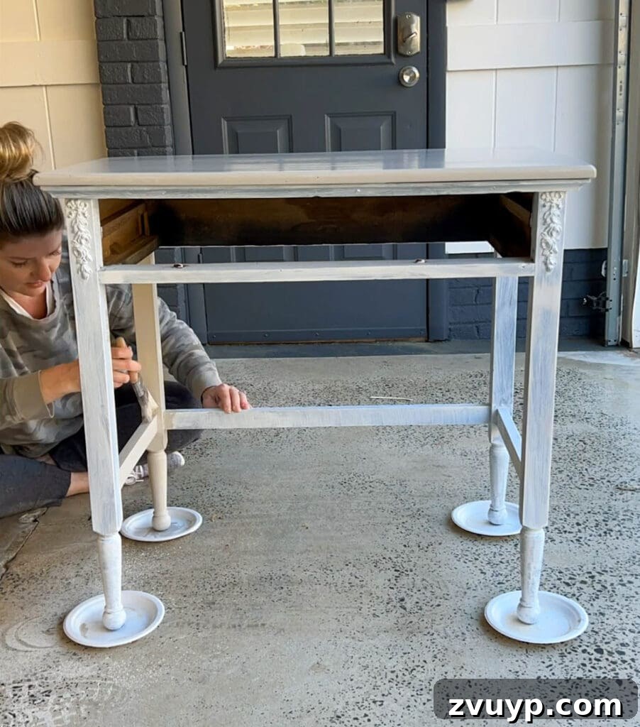 Skip the Stripper: Wood Furniture Makeover for Your Desk Chair 11 repainting a bedroom desk