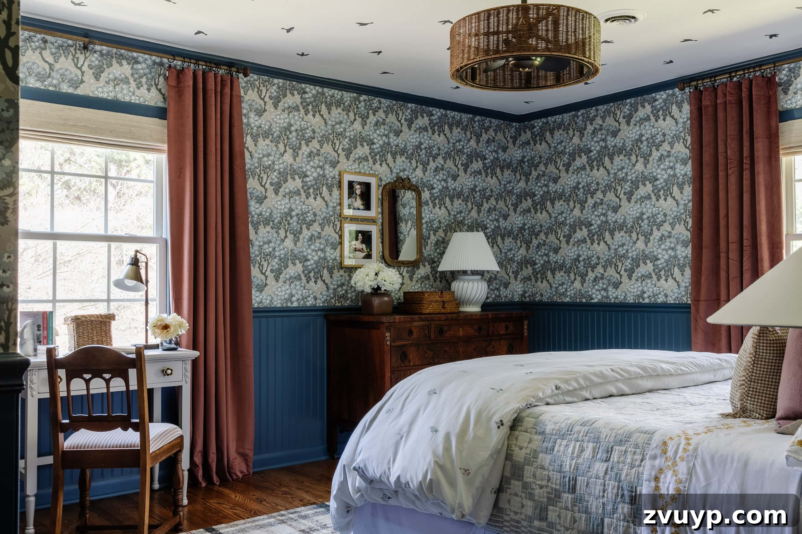 Dreamy Blue Bedrooms: Teen Girl Decorating Ideas and Room Tour 2 blue and mauve Swedish cottage bedroom