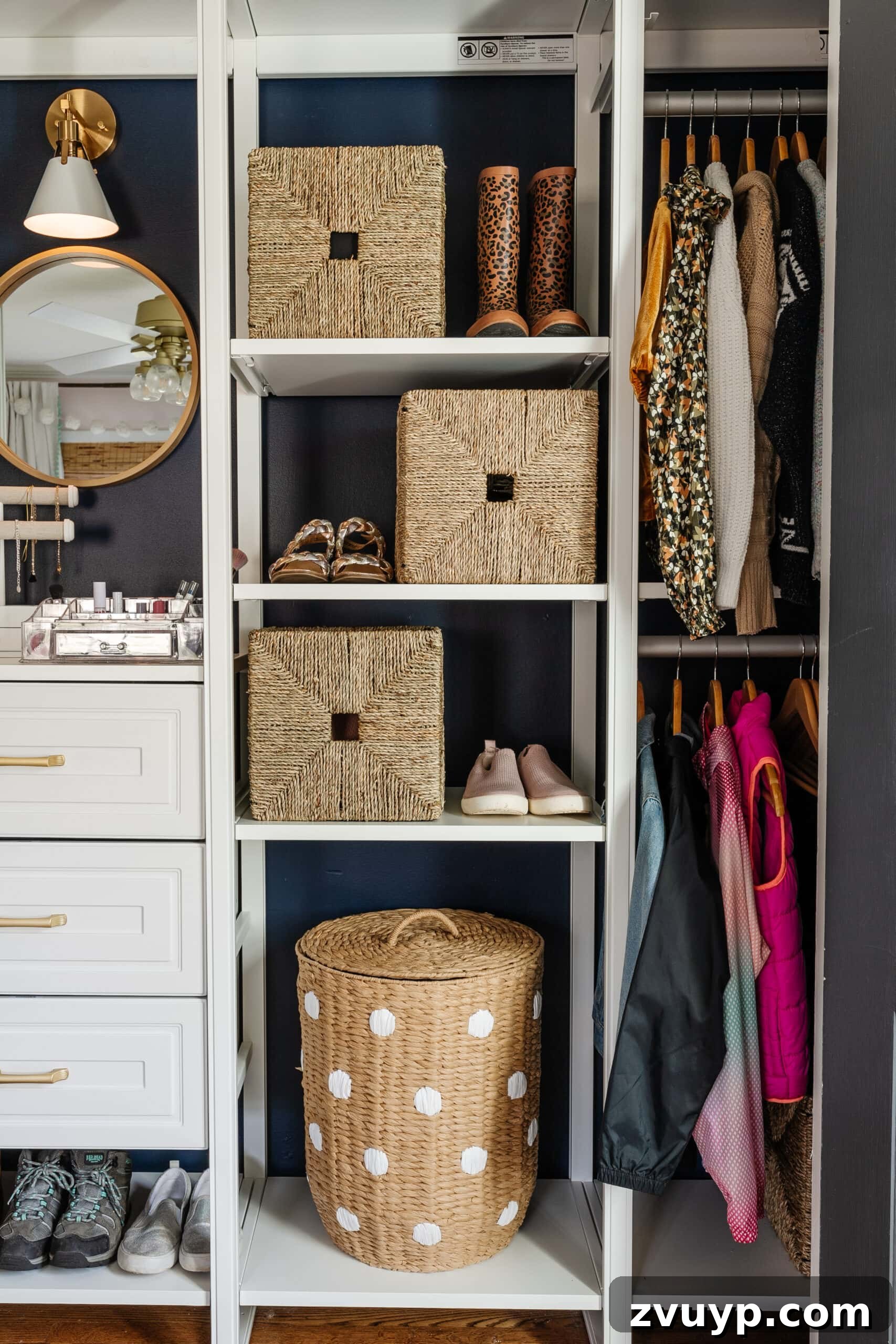 24 Clever Organization and Design Tips for Kids Spaces 4 lidded hamper in a girls closet