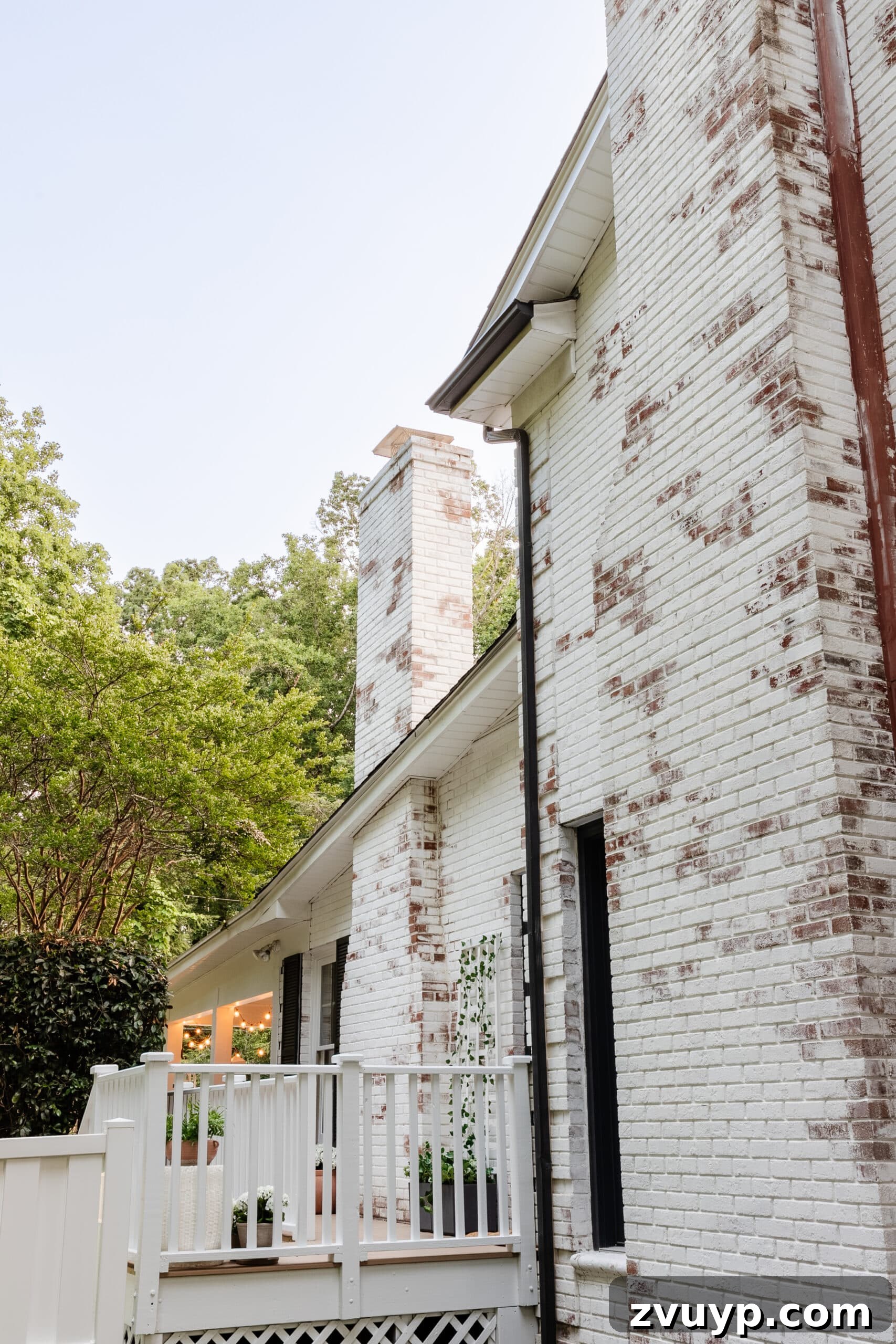 Pristine Limewashed Brick A Comprehensive Care Guide 14 Cleaned Romabio limewash on a chimney, showcasing the refreshed and restored appearance