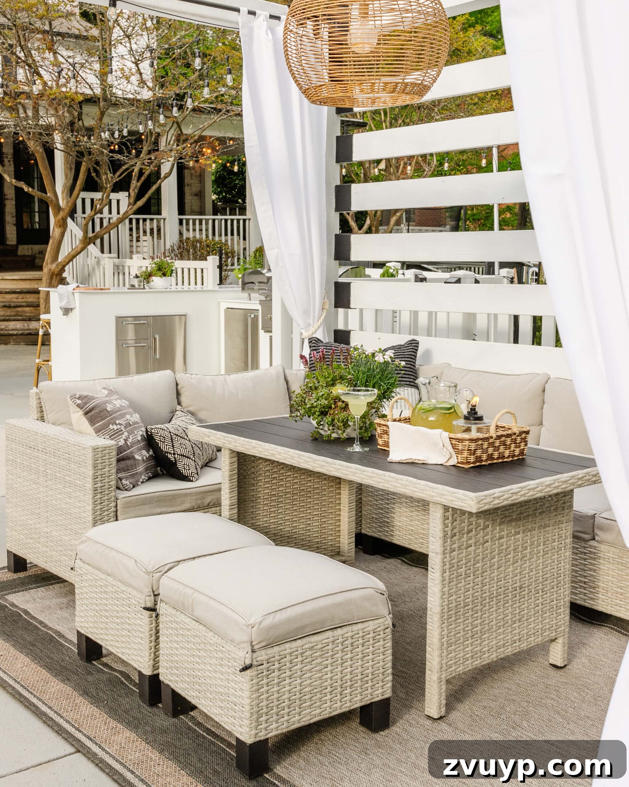 Walmart Patio Furniture Two Year Verdict 16 backyard pool cabana with wicker sectional dining set