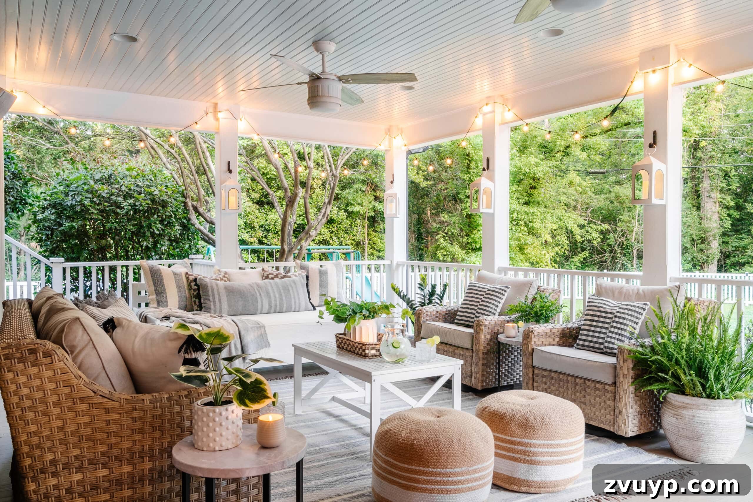 Walmart Patio Furniture Two Year Verdict 4 back porch with haint blue ceiling and outdoor conversation set