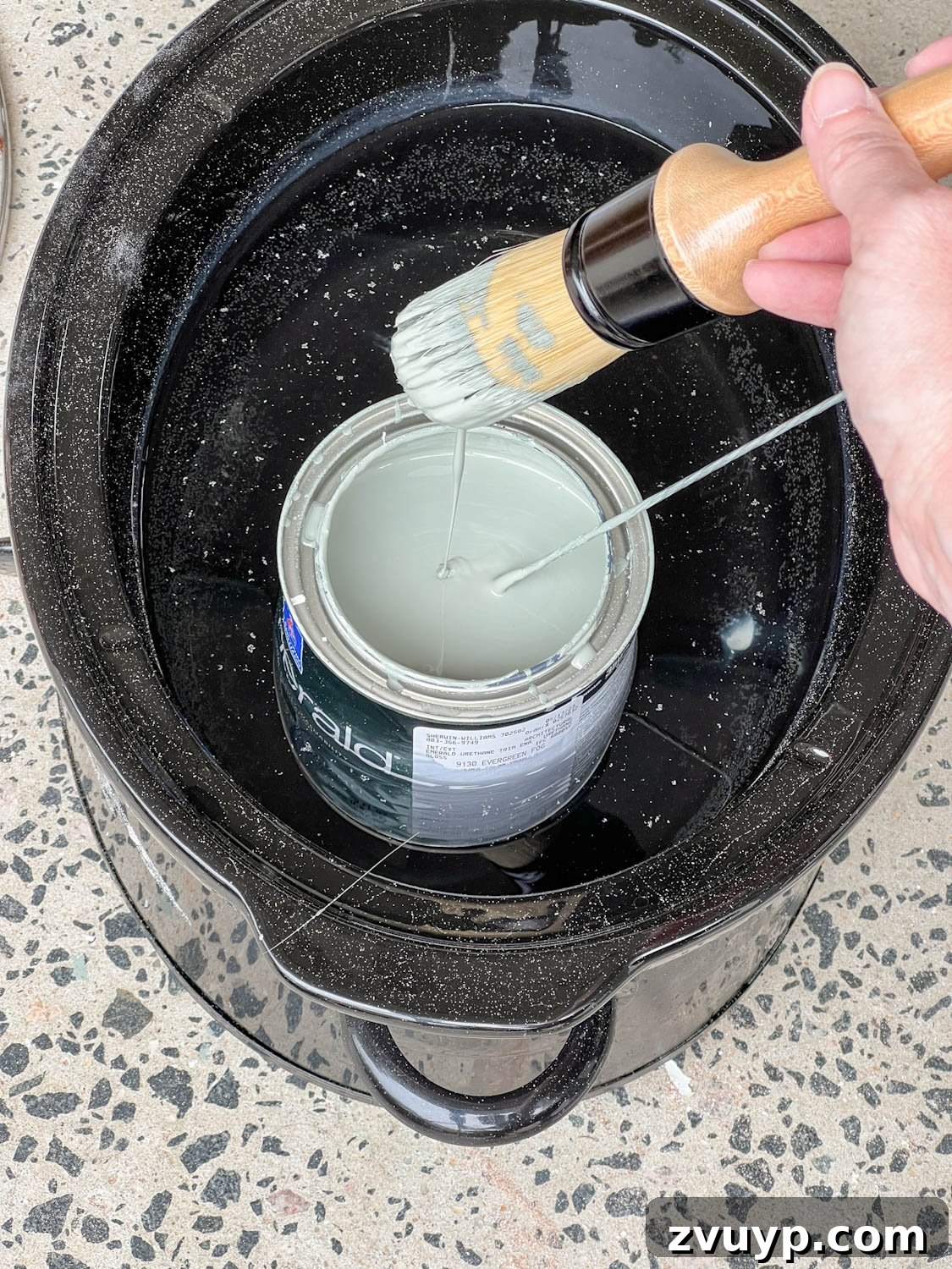 DIY Bedside Table Refresh: Secrets to Smooth Gloss Paint 9 close up of warm gloss paint for a smooth furniture finish