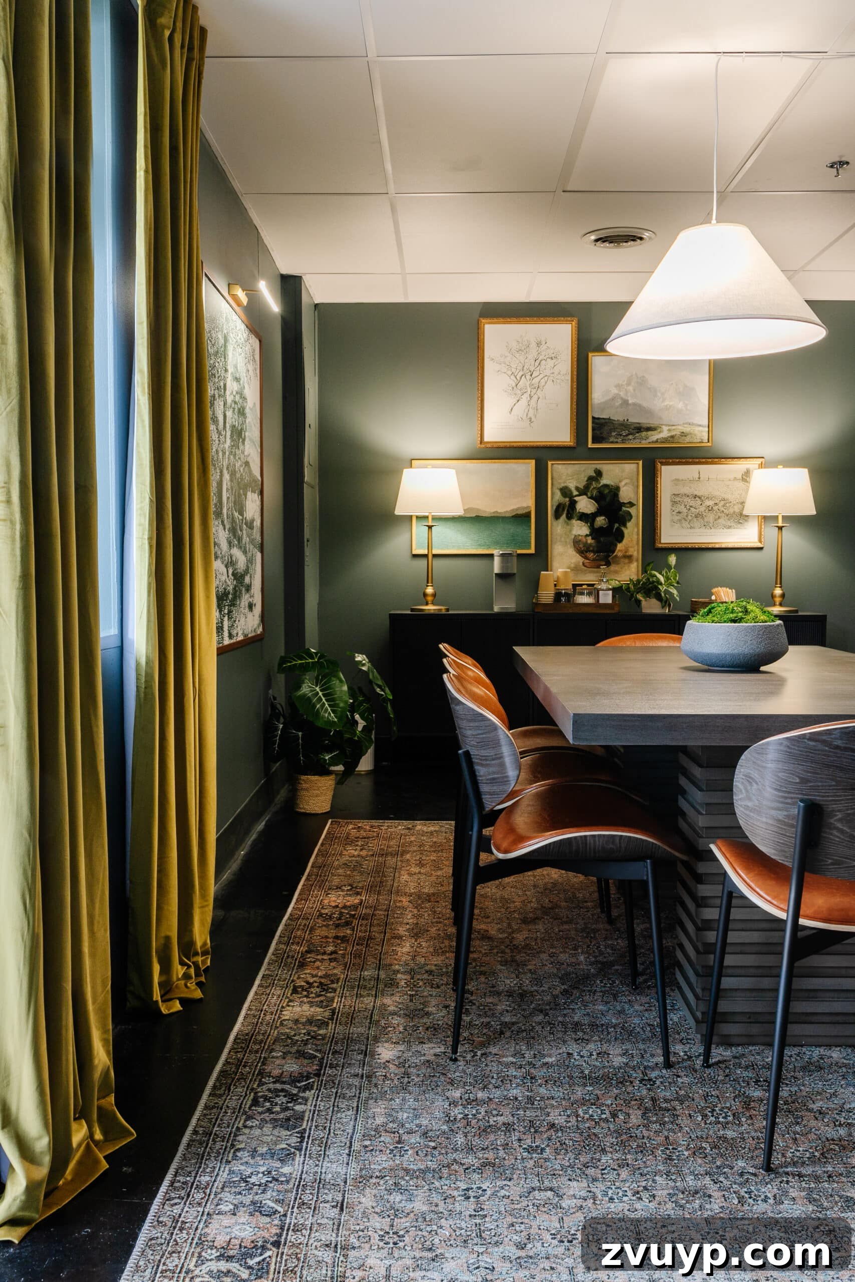 Transform Your Office: Cozy Conference Room Design Ideas 30 dark and moody conference room with cozy lighting
