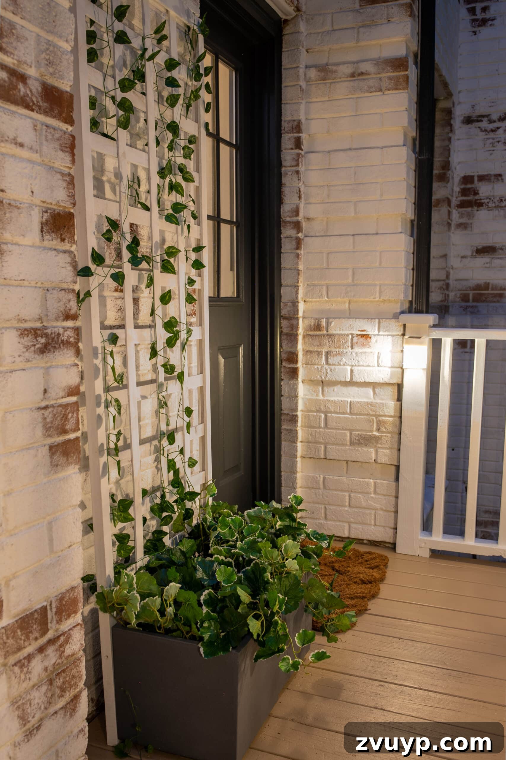 6 Small Side Porch Makeovers Before and After Inspiration 15 side porch planter with trellis and side door
