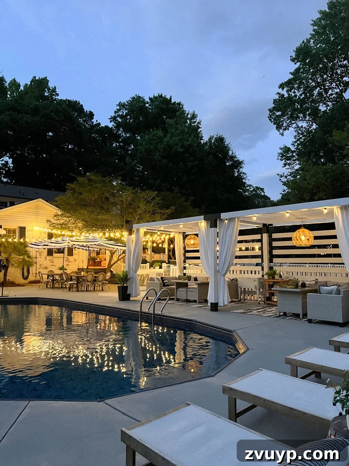 Dive Into Fun: Your Essential Guide to Epic Swim Parties and Backyard Bashes 16 backyard solar lights as ambiance for a night swim party