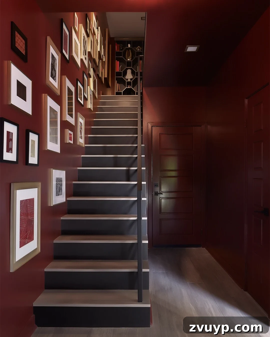 12 Must-Have Burgundy Paint Hues Endorsed by Design Experts 15 burgundy entryway stairs sherwin williams sommelier john mcclain design