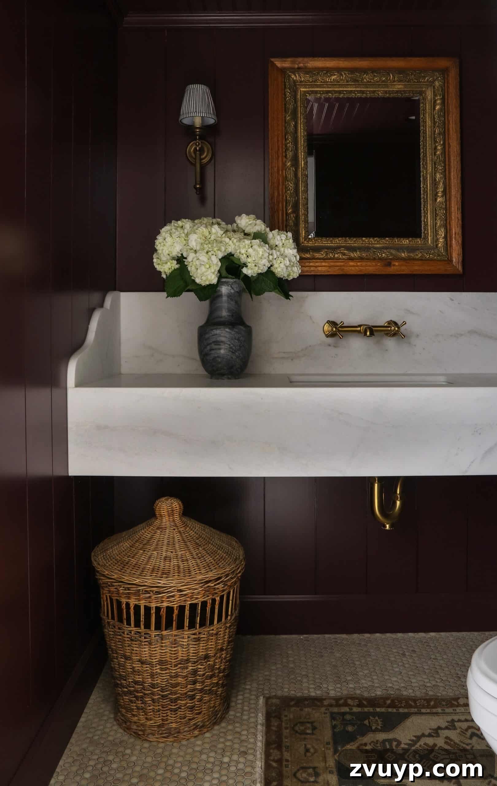 12 Must-Have Burgundy Paint Hues Endorsed by Design Experts 6 burgundy bathroom wildflower home interiors farrow and ball brinjal
