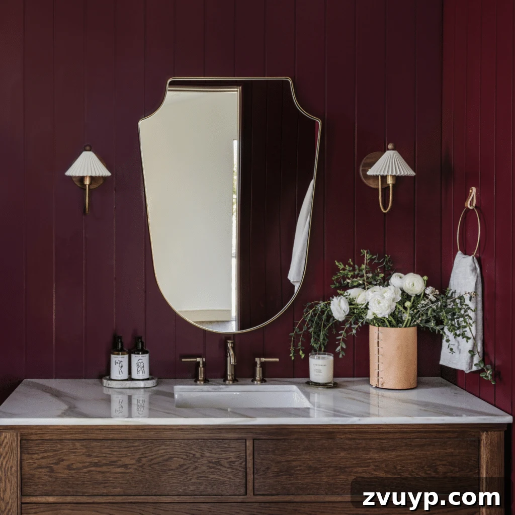 12 Must-Have Burgundy Paint Hues Endorsed by Design Experts 7 modern nest homes burgundy bathroom benjamin moore bewitched