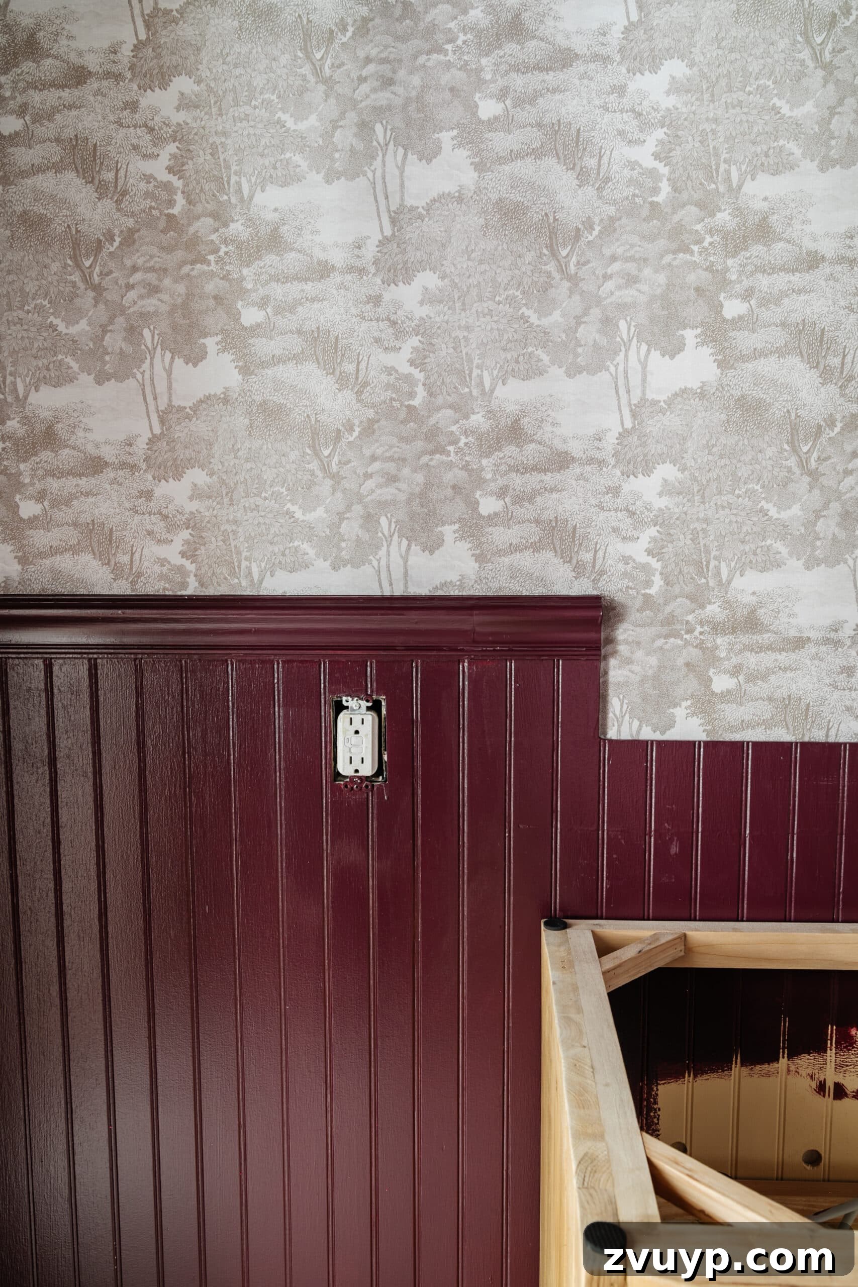 Chic Modern French Toile Wall Decor 3 modern toile wallpaper Saint Sebastian with Farrow and Ball Brinjal