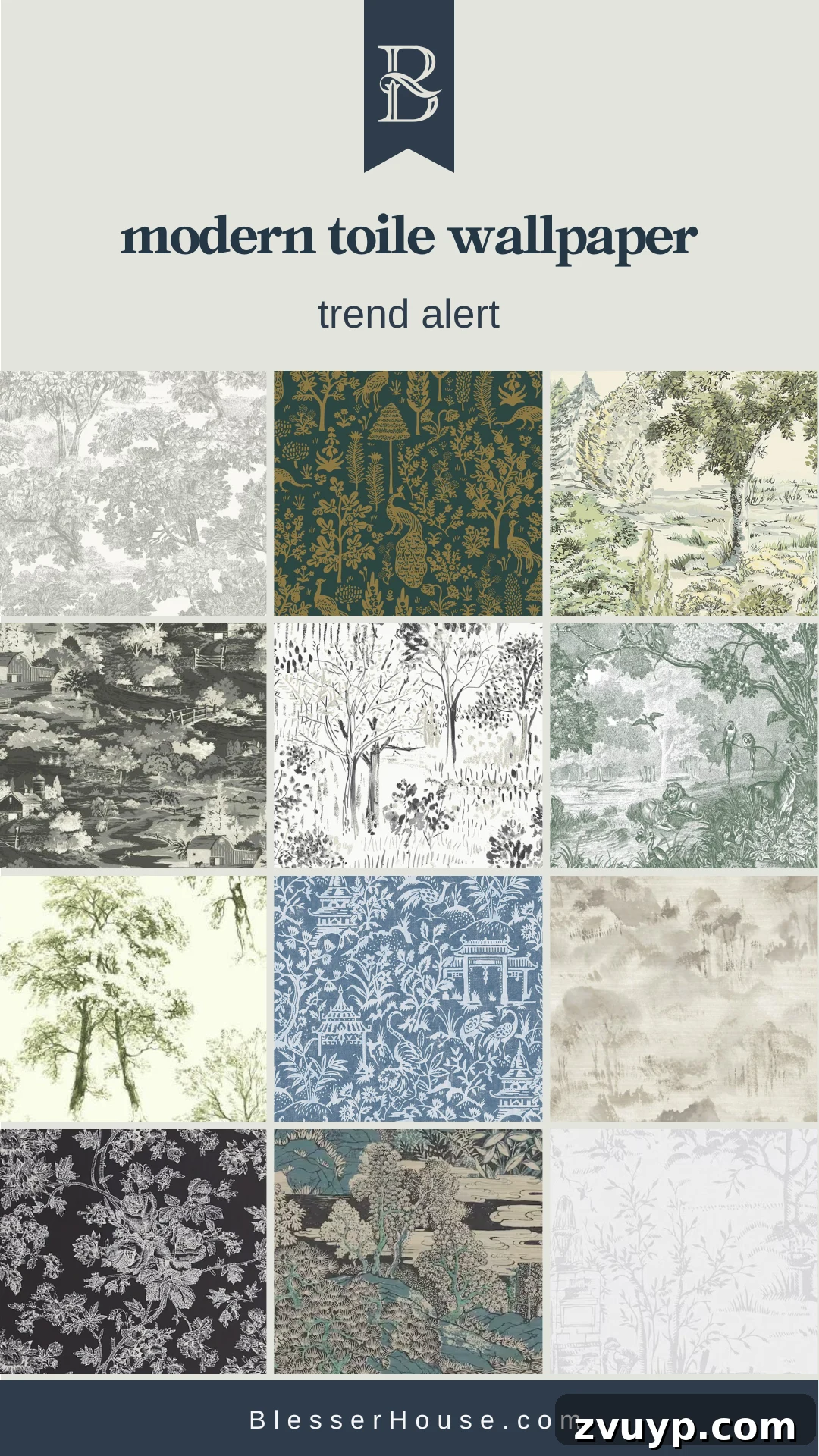 Chic Modern French Toile Wall Decor 4 trending modern toile wallpapers
