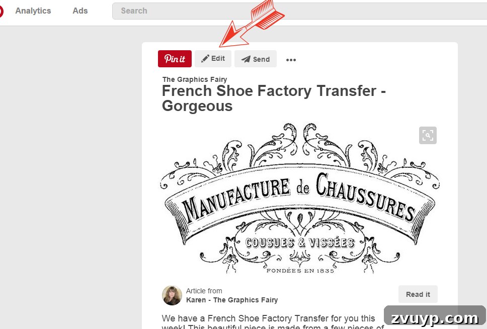 Graphics Fairy Image Flow: Organize for Seamless Creativity 10 Pinterest screenshot showing 'Edit' button