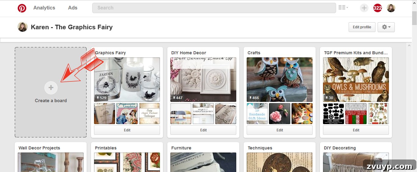 Graphics Fairy Image Flow: Organize for Seamless Creativity 3 Screenshot of Pinterest board creation interface