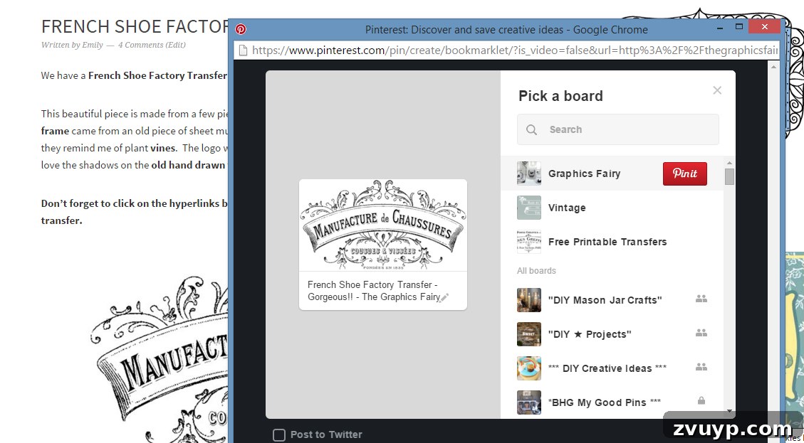 Graphics Fairy Image Flow: Organize for Seamless Creativity 6 Screenshot of Pinterest save box pop up