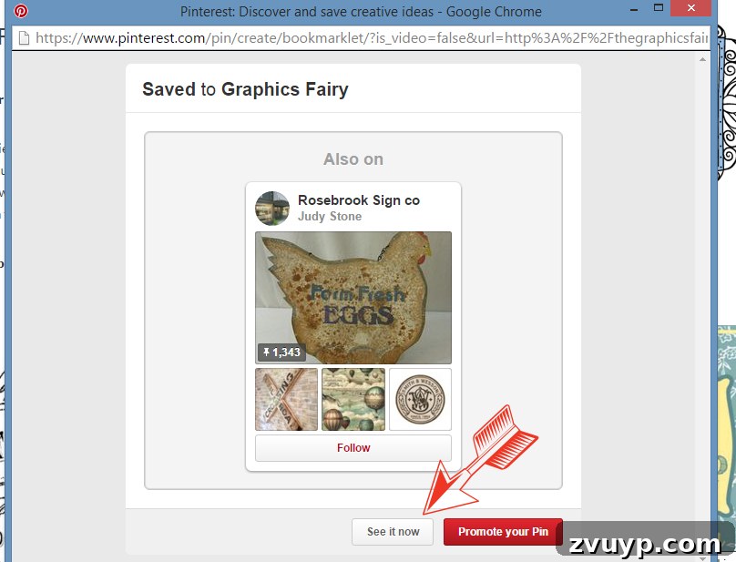 Graphics Fairy Image Flow: Organize for Seamless Creativity 9 Screenshot of Pinterest option to see pin now