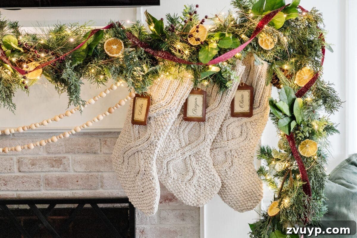 Craft Your Own Stunning Christmas Mantel Garland 3 Colonial Williamsburg-inspired Christmas greenery featuring dried fruits and leaves, creating a classic holiday look.