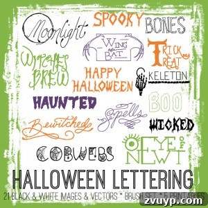TGF Favorite Things Premium Graphics Kit 8 Hand Drawn Halloween Lettering Kit with spooky and fun typography.