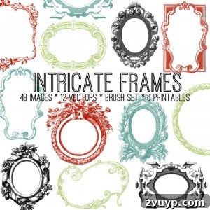Spring Floral Watercolor Collection 2 Intricate Frames Bundle