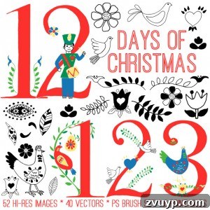 Spring Floral Watercolor Collection 6 12 Days of Christmas Kit