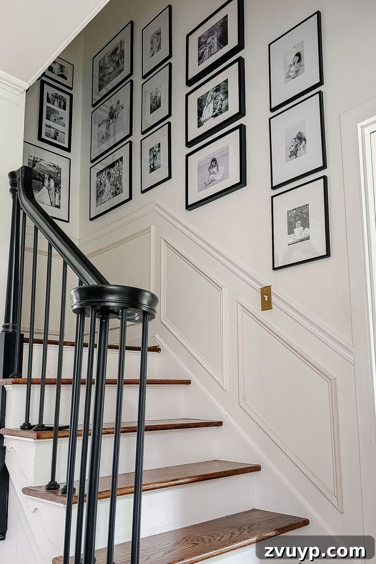 Transform Your Stairs: Effortless DIY Wainscoting Guide 2 DIY wainscoting on staircase adds elegant architectural detail