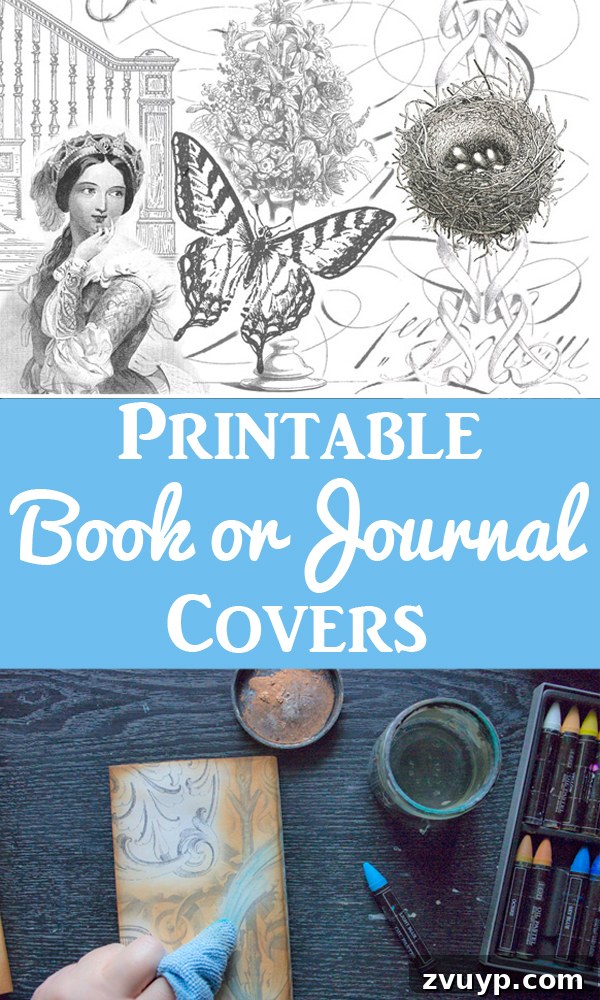 Make Printable Book Covers - Finished vintage style book covers stacked neatly