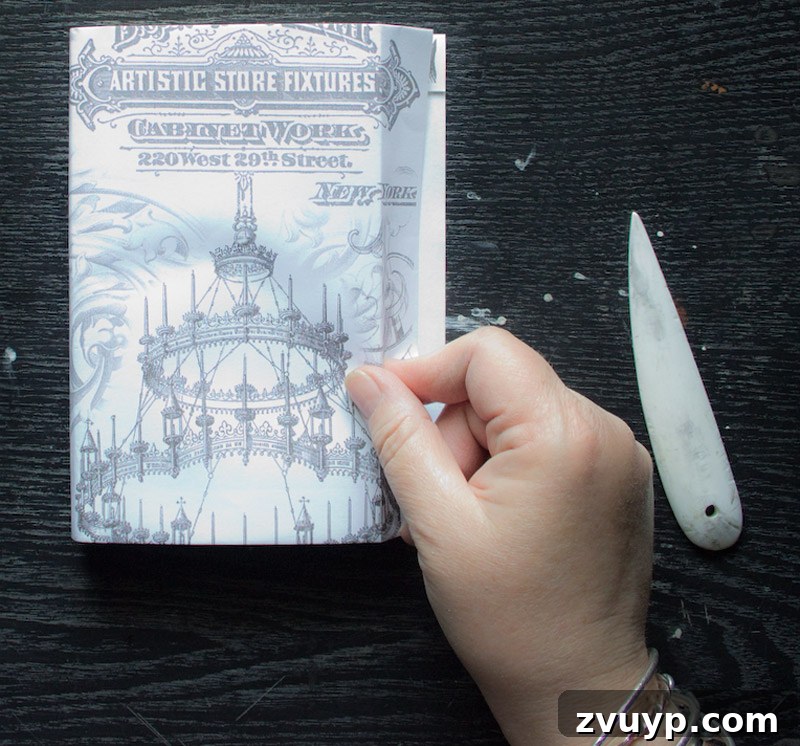 Adding paper Journal cover - Creasing the leading edge of the front flap