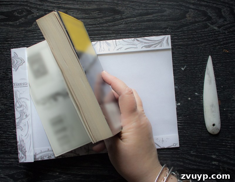 Easy Journal covers - Inserting the front cover into the flap pocket