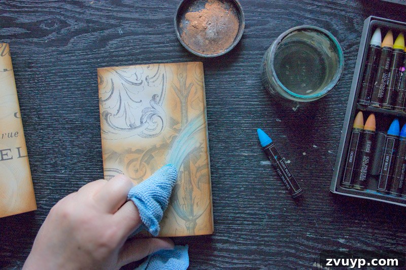 Blending pastels - Blending oil pastels with a damp cloth for a soft finish
