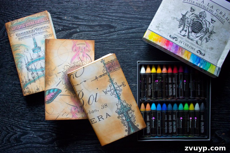 Blended pastel book covers - Finished book covers with blended oil pastel colors
