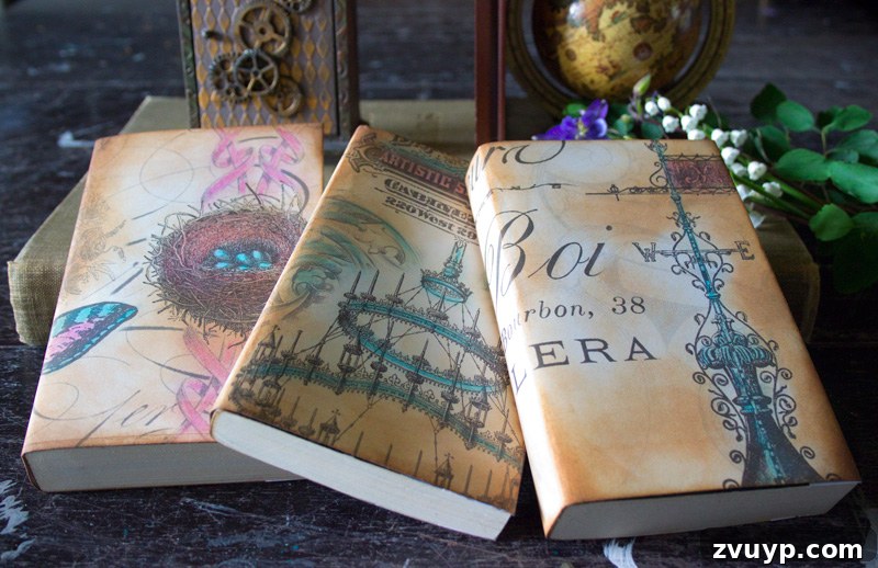 Handmade printable Journal covers - Fronts of finished vintage book covers