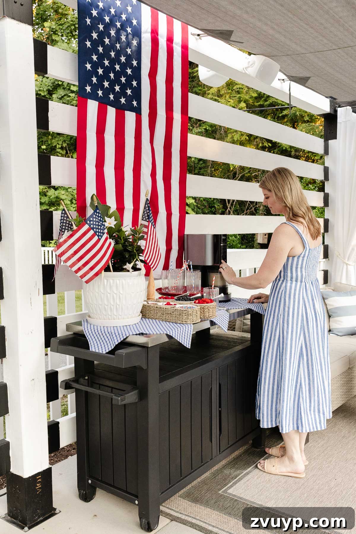 Effortless Patriotic Ice Cream Sundae Bar 2 red white and blue ice cream sundae bar using the Ninja Creami ice cream maker for July 4th and Memorial Day