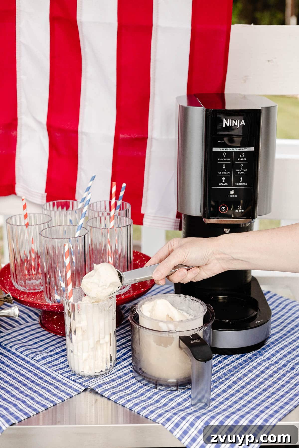 Effortless Patriotic Ice Cream Sundae Bar 5 how to make a vanilla protein ice cream in the Ninja Creami ice cream maker using just 3 ingredients