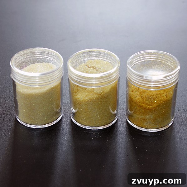 Close-up of radiant yellow custom glitter, resembling a golden mustard hue.
