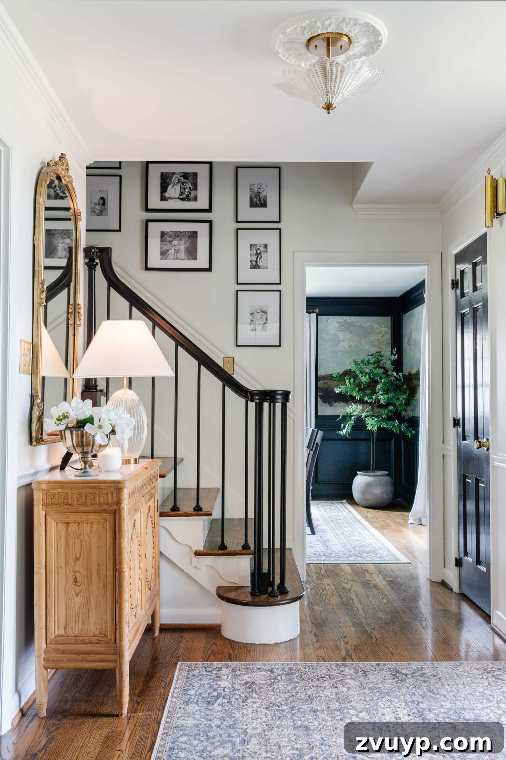 The Ultimate Green Gray Paint Discovery 3 neutral all white foyer before painting with traditional decor