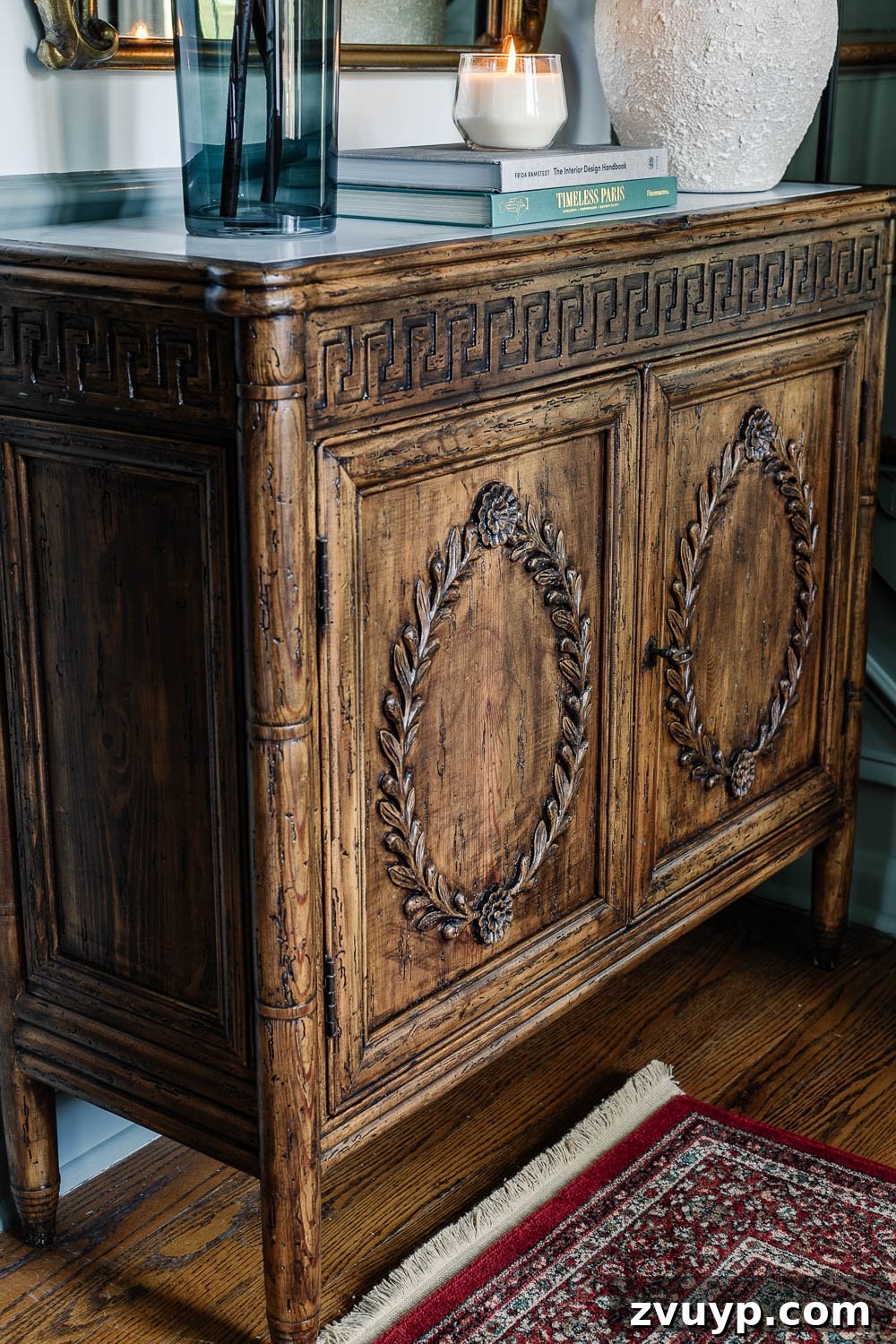 No-Sand Furniture Transformation: Stain Over Stain 3 Transformed wood cabinet with a deep coffee Minwax gel stain finish