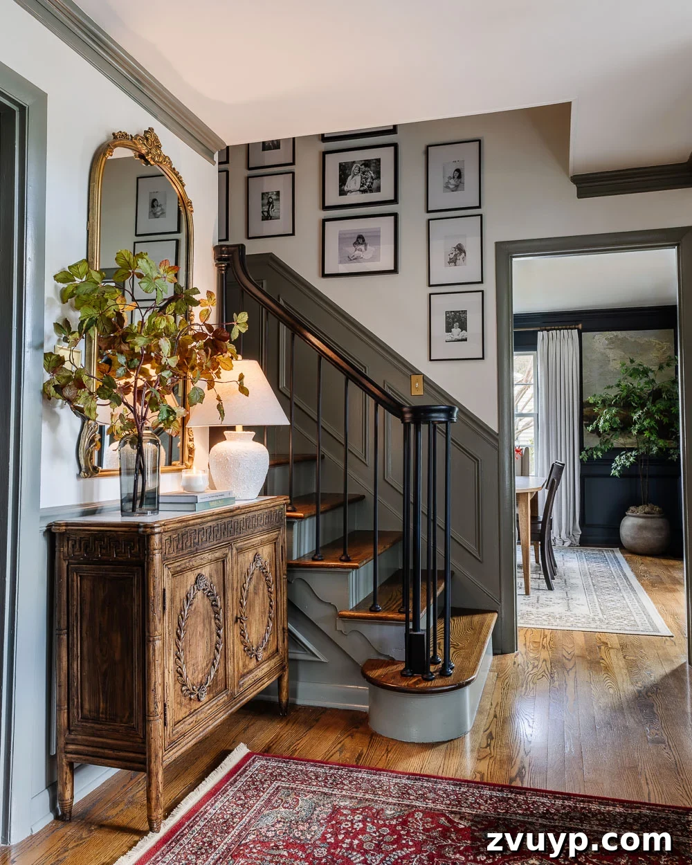 High Impact Foyer Decor for Under 300 11 modern traditional foyer decorating ideas with contrast trim and credenza decor